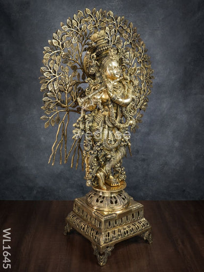 Brass Murali Krishna with Kalpavriksha Tree - WL1645