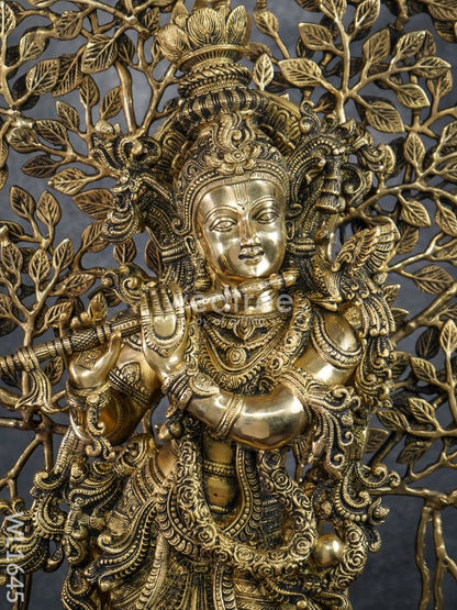 Brass Murali Krishna with Kalpavriksha Tree - WL1645
