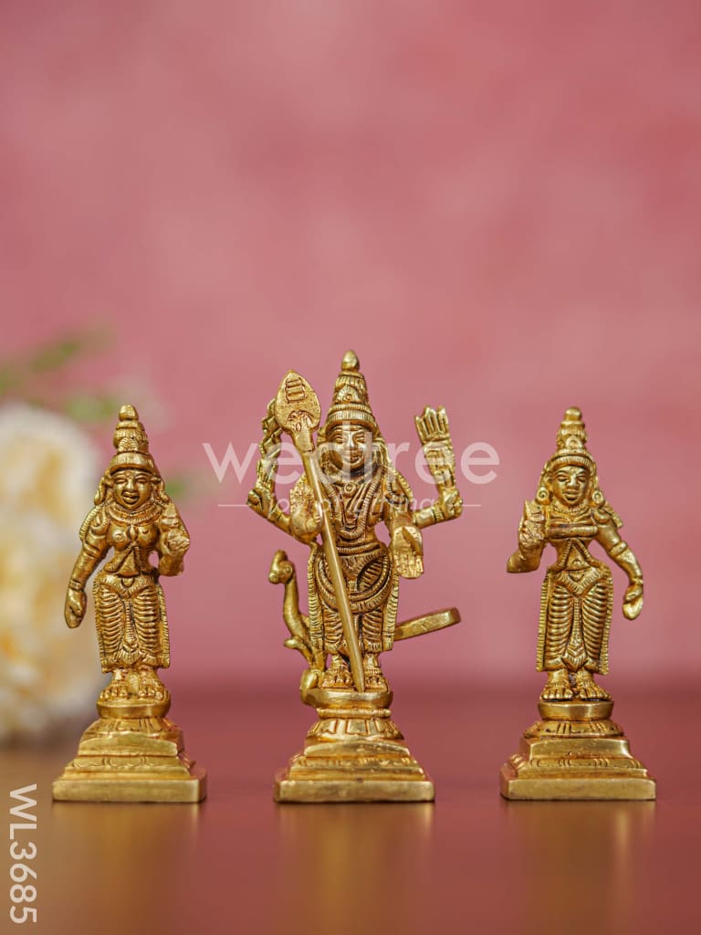 Brass Murugan Valli Deivanai Idols - Set of 3 - WL3685