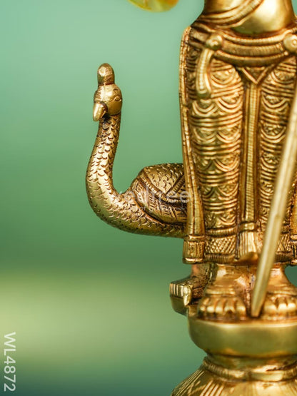 Brass Murugan with Peacock Idol - 11 inch - WL4872