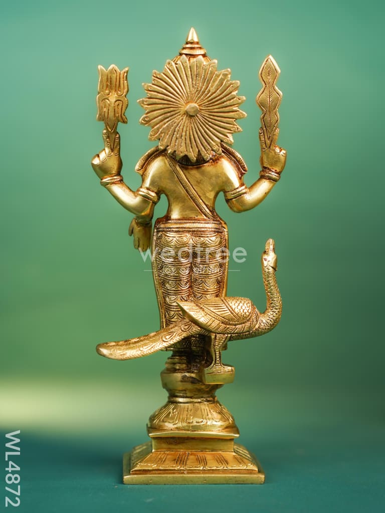 Brass Murugan with Peacock Idol - 11 inch - WL4872