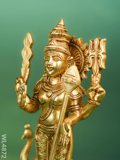 Brass Murugan with Peacock Idol - 11 inch - WL4872