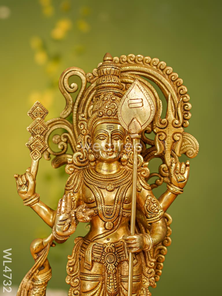 Brass Murugan with Peacock Idol - 20 inch - WL4732