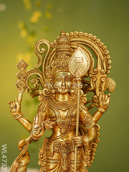 Brass Murugan with Peacock Idol - 20 inch - WL4732