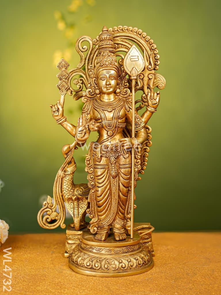 Brass Murugan with Peacock Idol - 20 inch - WL4732