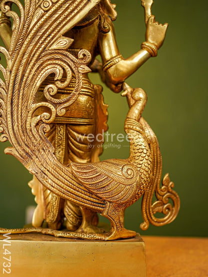 Brass Murugan with Peacock Idol - 20 inch - WL4732