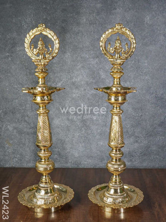 Brass Nagas Kuthu Vilakku with Lakshmi  ( set of 2 ) - WL2423