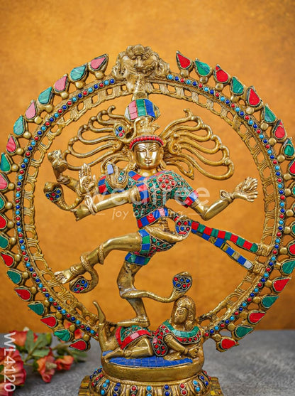 Brass Nataraja with Colourful Stonework - WL4120