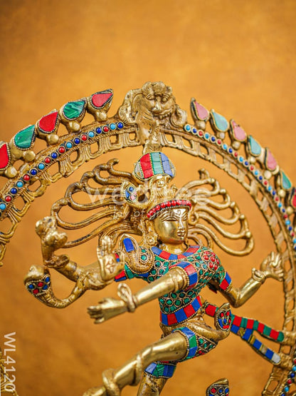 Brass Nataraja with Colourful Stonework - WL4120