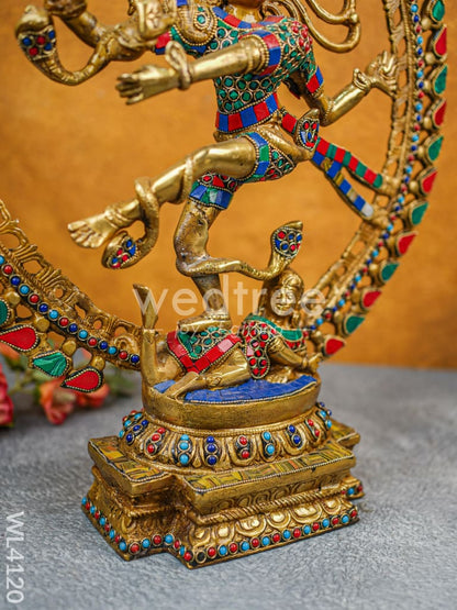 Brass Nataraja with Colourful Stonework - WL4120