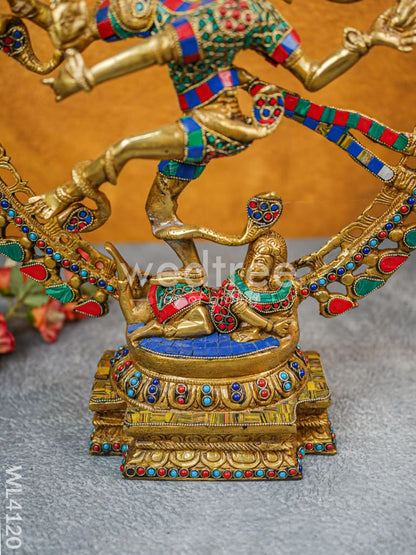 Brass Nataraja with Colourful Stonework - WL4120