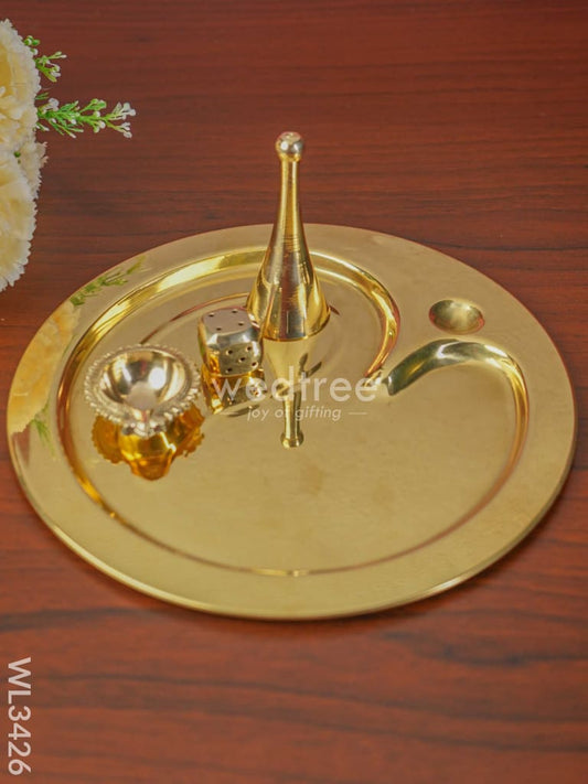 Brass Om Thali Set - WL3426