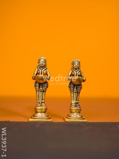 Brass Paavai Diya - Set of 2 - WL3937