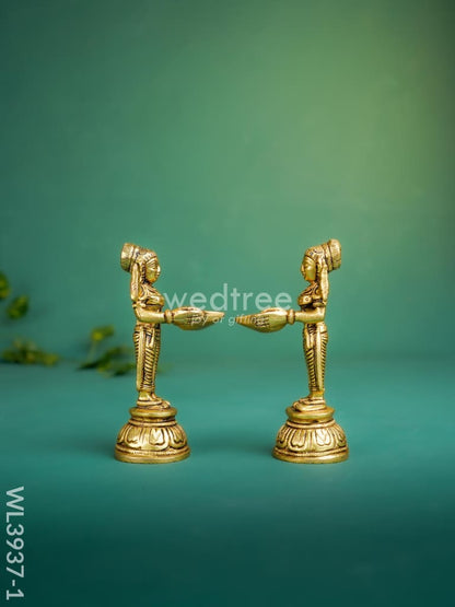 Brass Paavai Diya - Set of 2 - WL3937