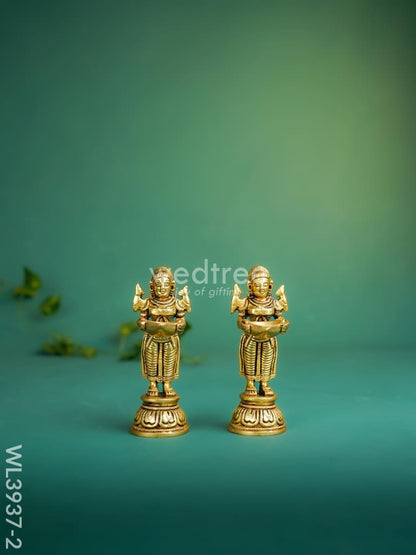 Brass Paavai Diya - Set of 2 - WL3937