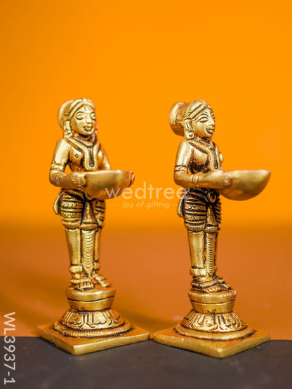Brass Paavai Diya - Set of 2 - WL3937