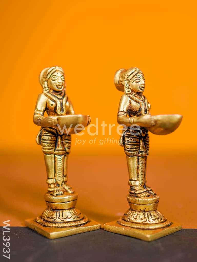 Brass Paavai Diya - Set of 2 - WL3937