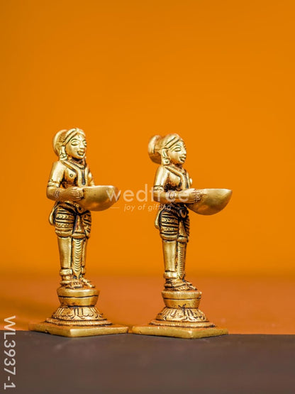 Brass Paavai Diya - Set of 2 - WL3937