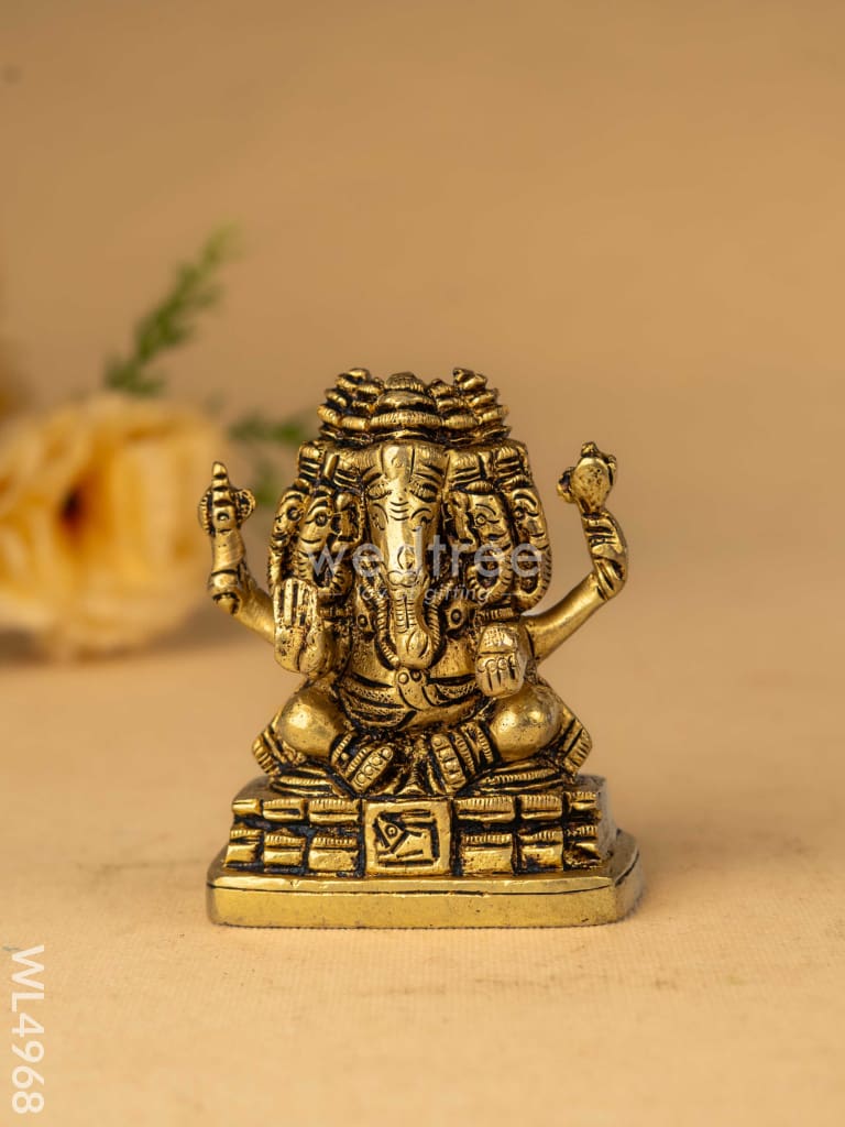 Brass Panchamukhi Ganesha Idol - 3 inch - WL4968