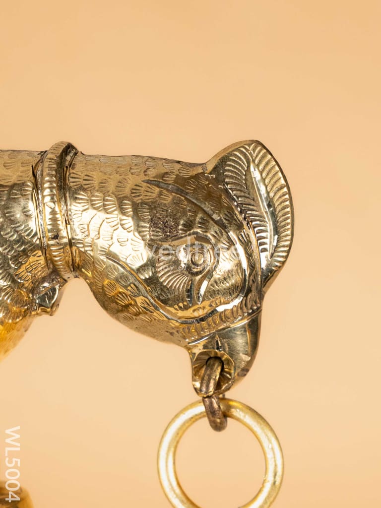 Brass Parrot 5 Face Hanging Diya with Bells - 30 inch - WL5004