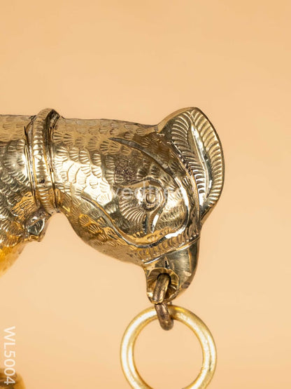 Brass Parrot 5 Face Hanging Diya with Bells - 30 inch - WL5004
