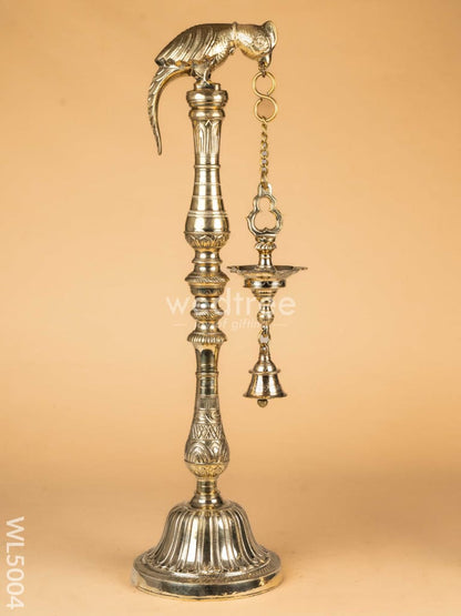 Brass Parrot 5 Face Hanging Diya with Bells - 30 inch - WL5004