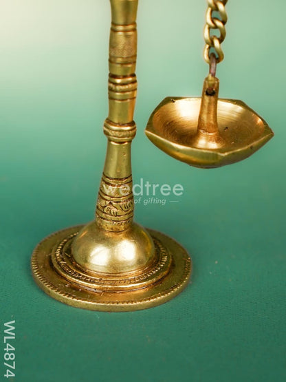 Brass Parrot with Diya - 7 inch - WL4874