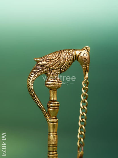 Brass Parrot with Diya - 7 inch - WL4874