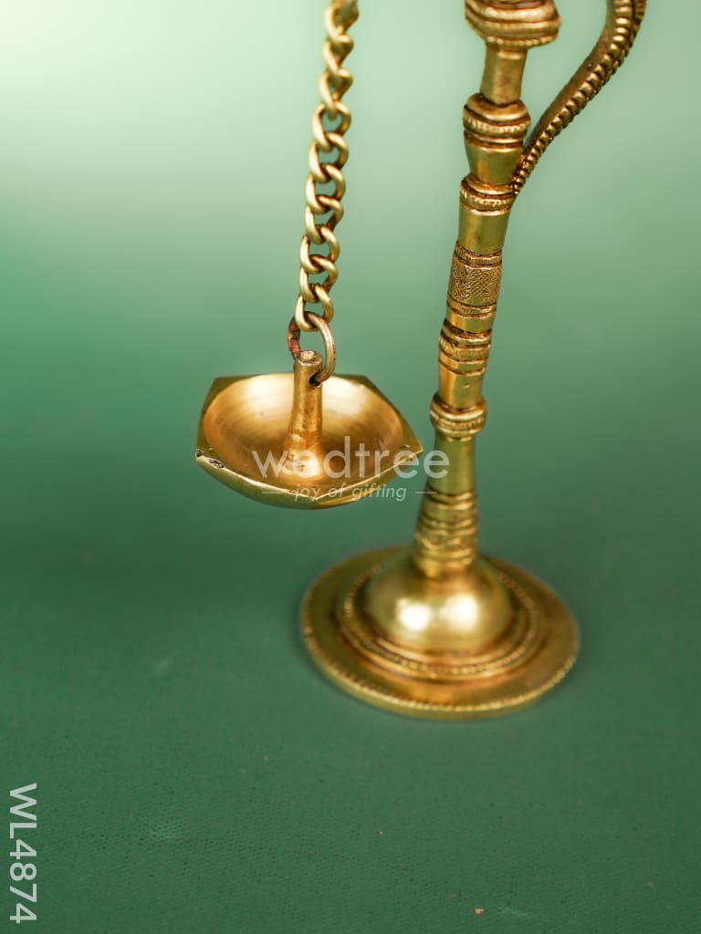 Brass Parrot with Diya - 7 inch - WL4874