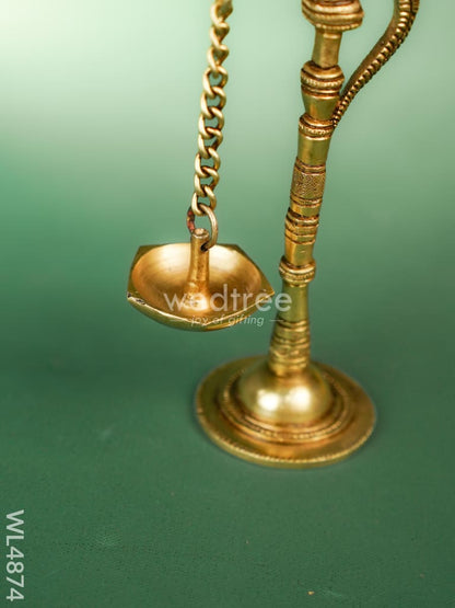 Brass Parrot with Diya - 7 inch - WL4874