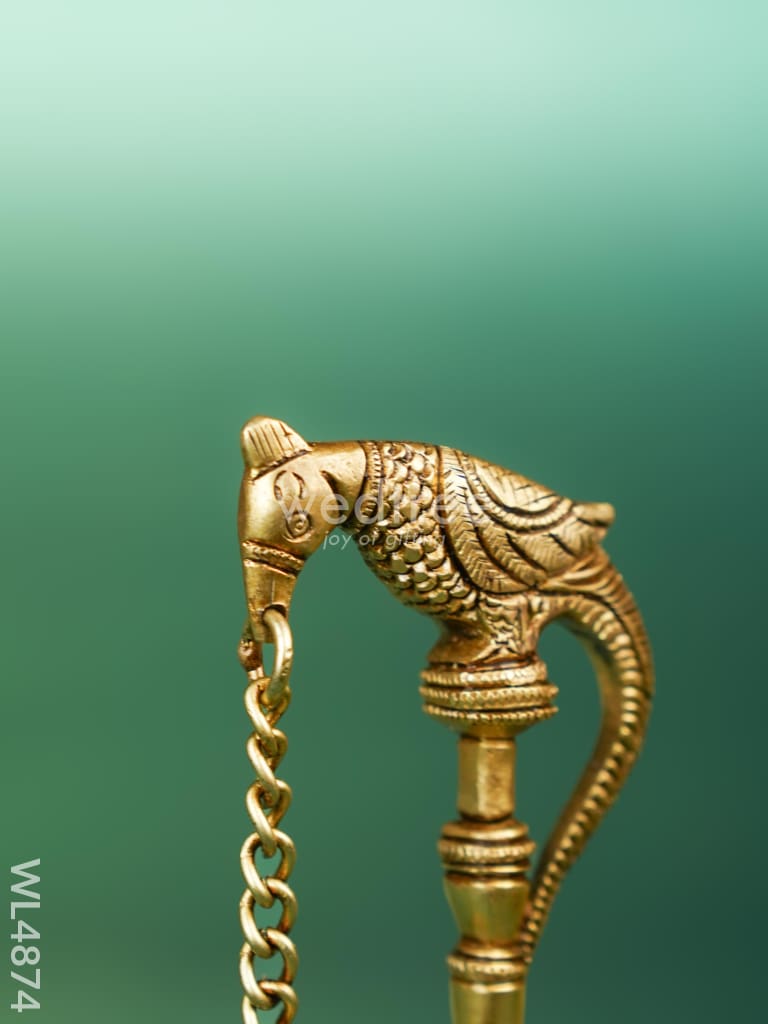 Brass Parrot with Diya - 7 inch - WL4874
