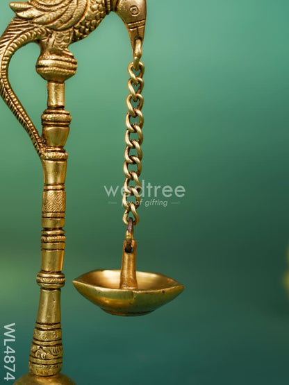 Brass Parrot with Diya - 7 inch - WL4874