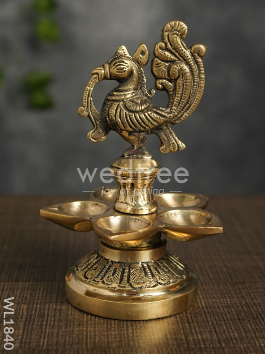 Brass Peacock 5 Face Diya - WL1840