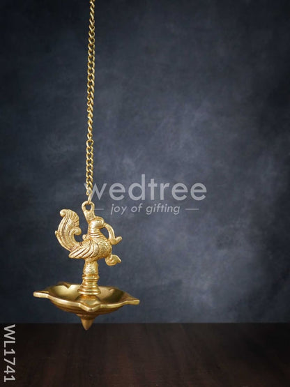 Brass Peacock 5 Face Hanging Diya (Black Antique Finish) - WL1741