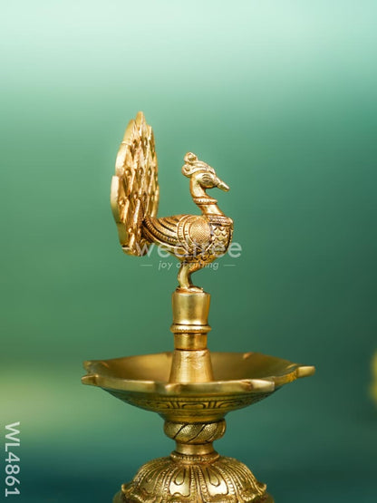 Brass Peacock Diya - 8 inch - WL4861
