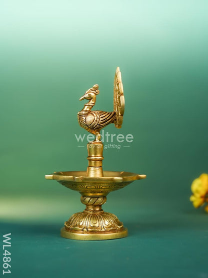Brass Peacock Diya - 8 inch - WL4861