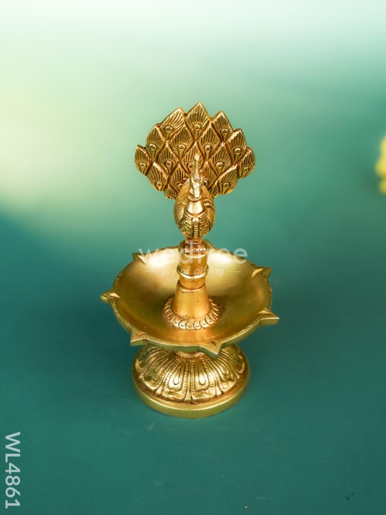 Brass Peacock Diya - 8 inch - WL4861