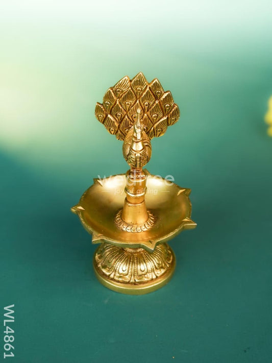 Brass Peacock Diya - 8 inch - WL4861