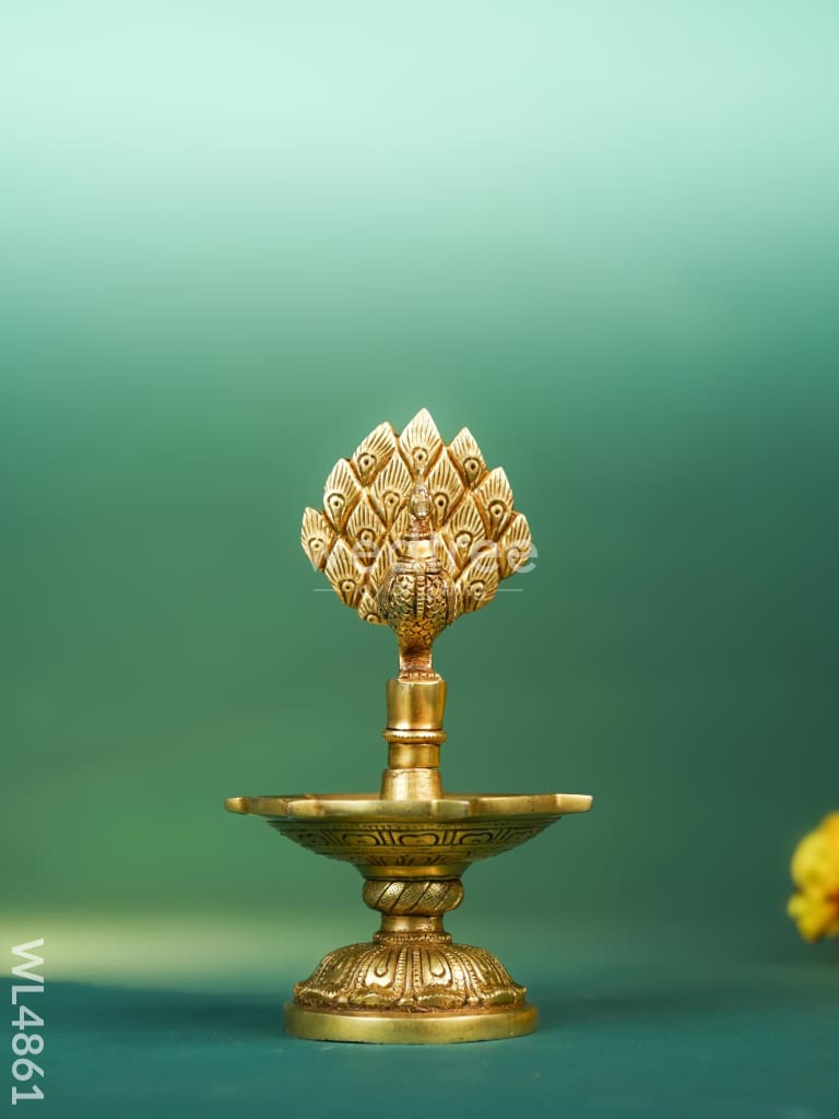 Brass Peacock Diya - 8 inch - WL4861