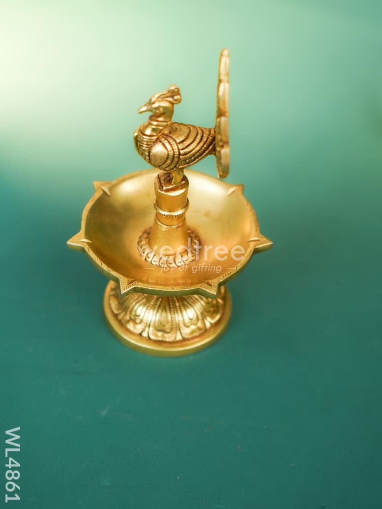 Brass Peacock Diya - 8 inch - WL4861
