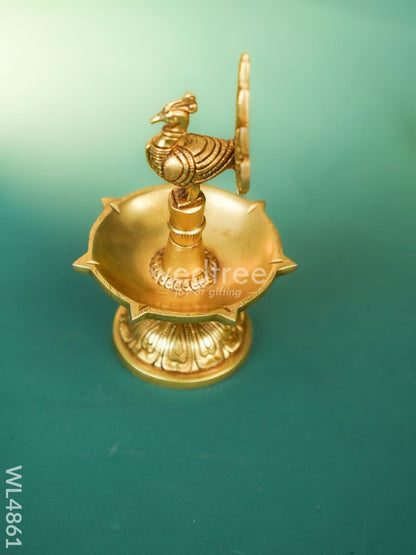 Brass Peacock Diya - 8 inch - WL4861