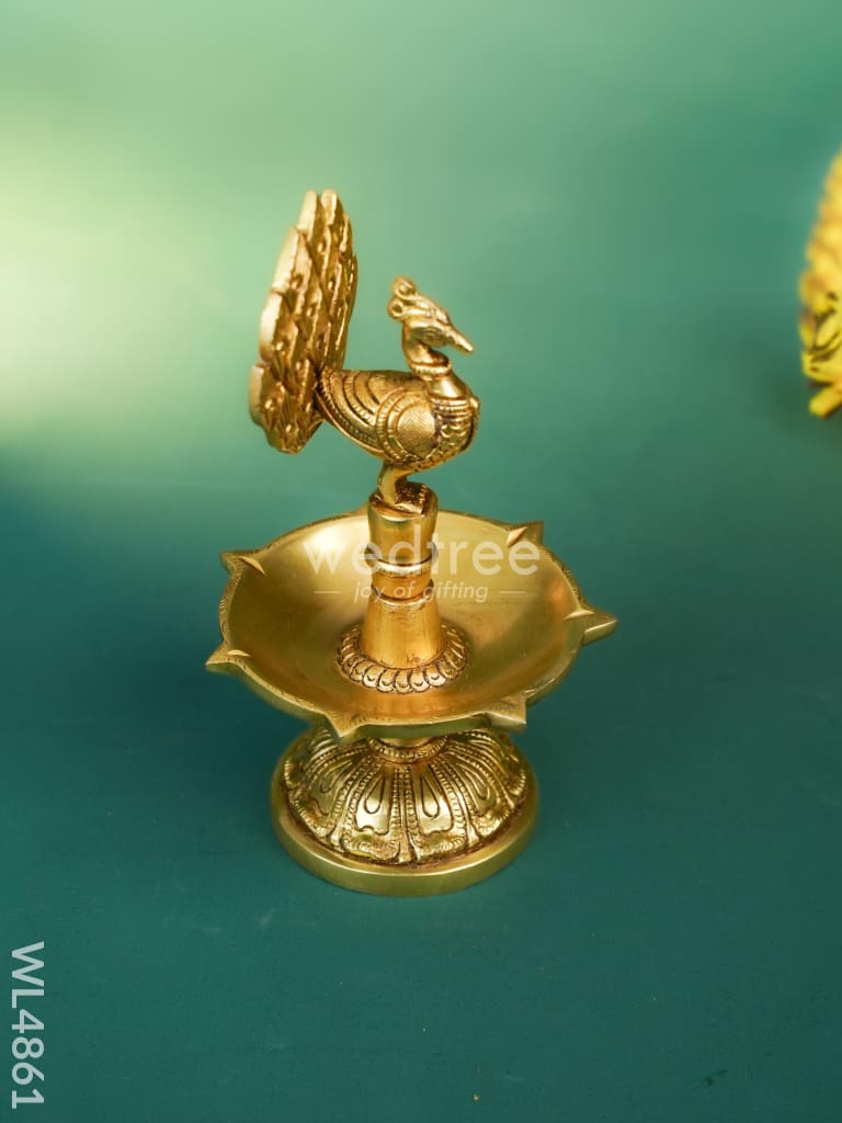 Brass Peacock Diya - 8 inch - WL4861