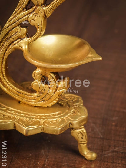 Brass Peacock Diya with Chowki - WL2310