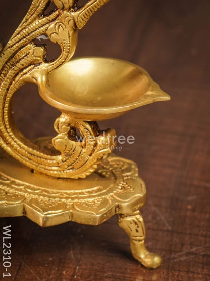 Brass Peacock Diya with Chowki - WL2310