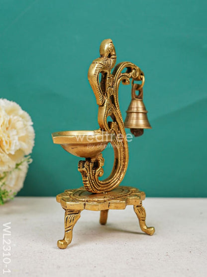Brass Peacock Diya with Chowki - WL2310
