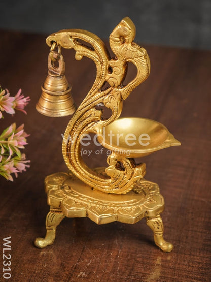Brass Peacock Diya with Chowki - WL2310