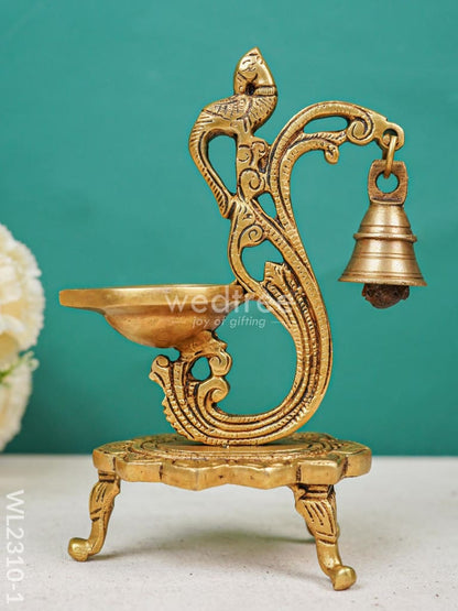 Brass Peacock Diya with Chowki - WL2310