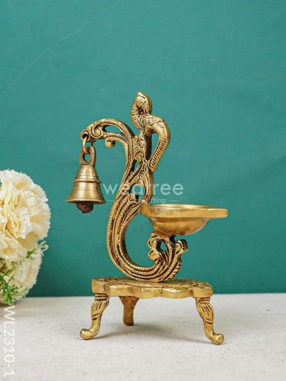 Brass Peacock Diya with Chowki - WL2310