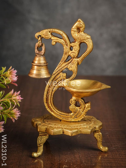 Brass Peacock Diya with Chowki - WL2310