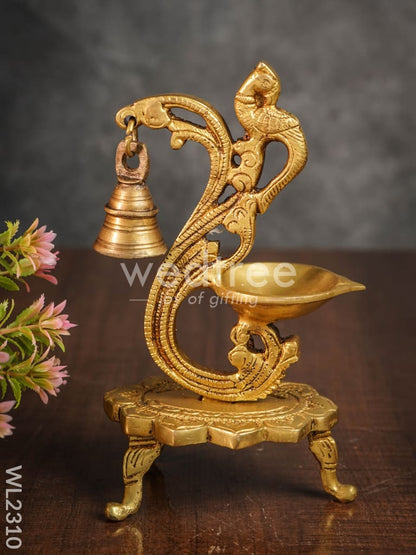 Brass Peacock Diya with Chowki - WL2310